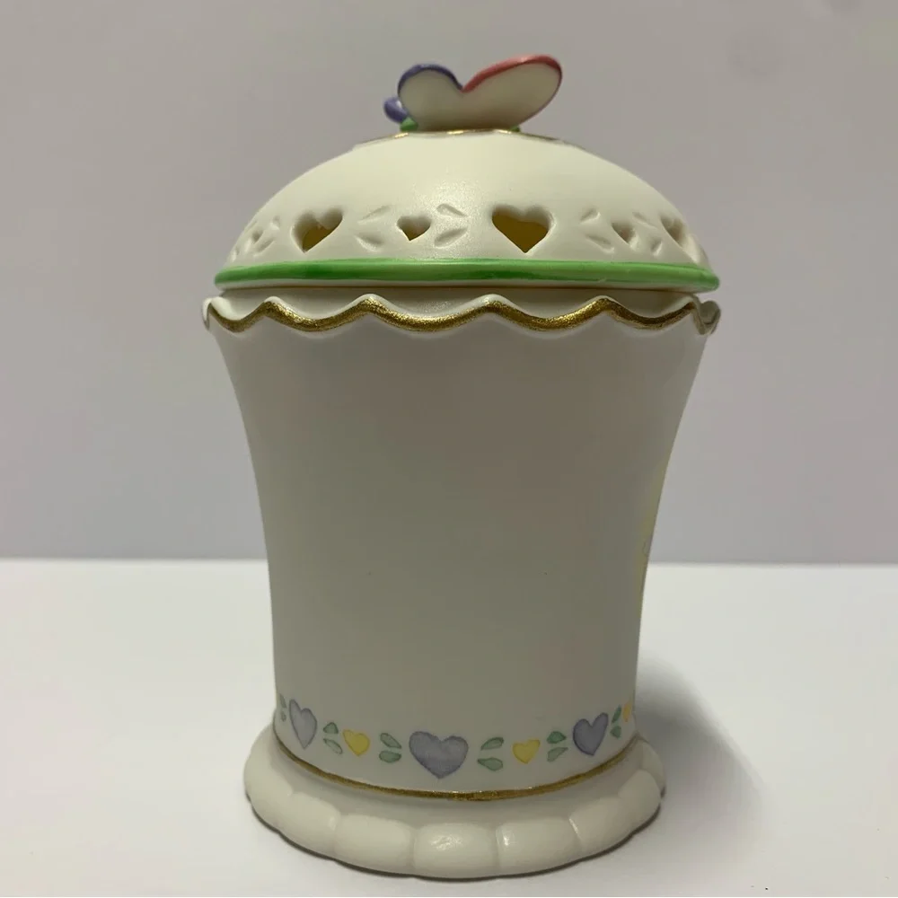 Vintage Avon December Narcissus Birth Flower Ceramic Candle Jar Butterfly Lid